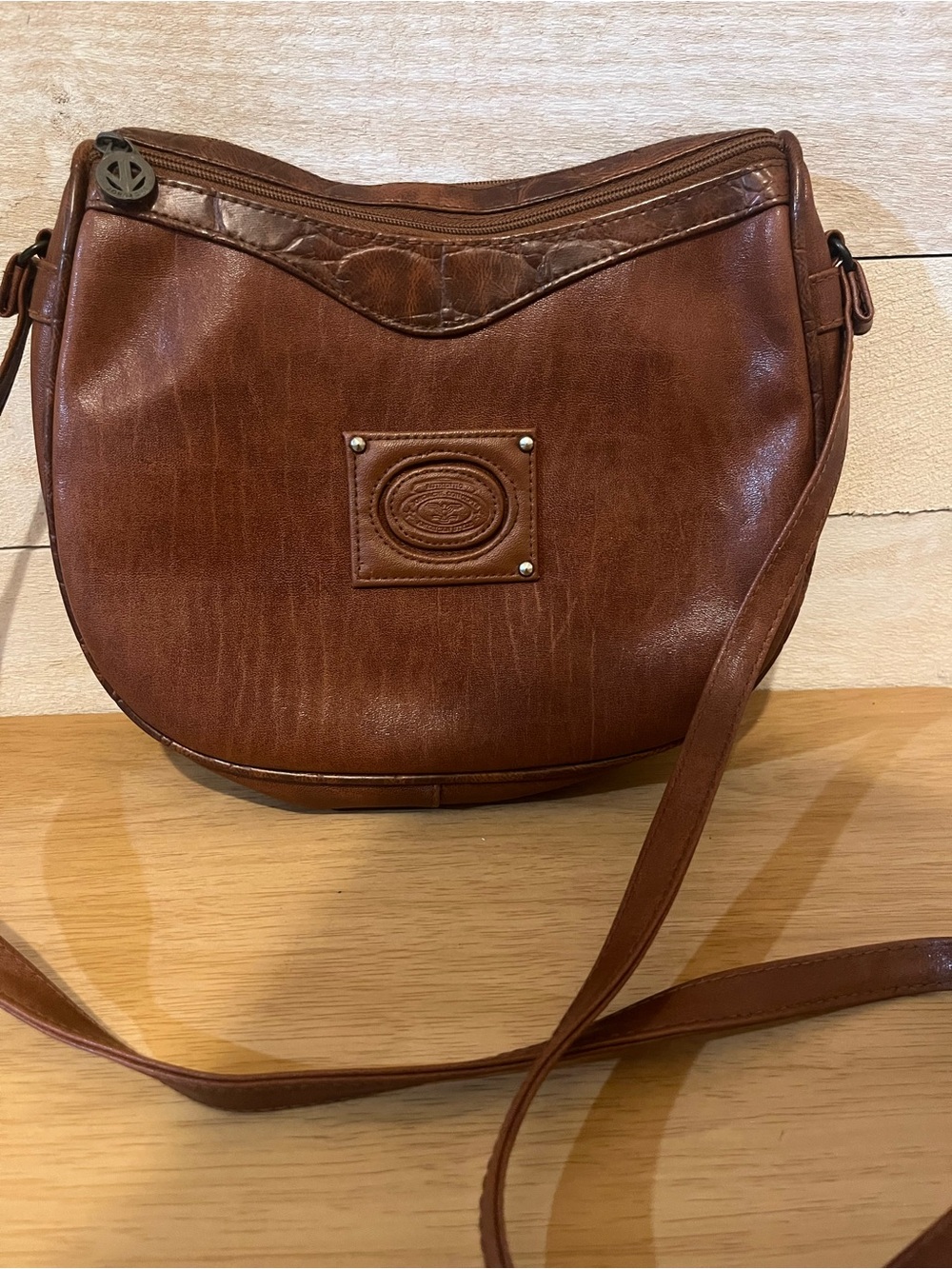 Jordache Brown Leather Y2K Crossbody Bag Vintage - Picture 1 of 15